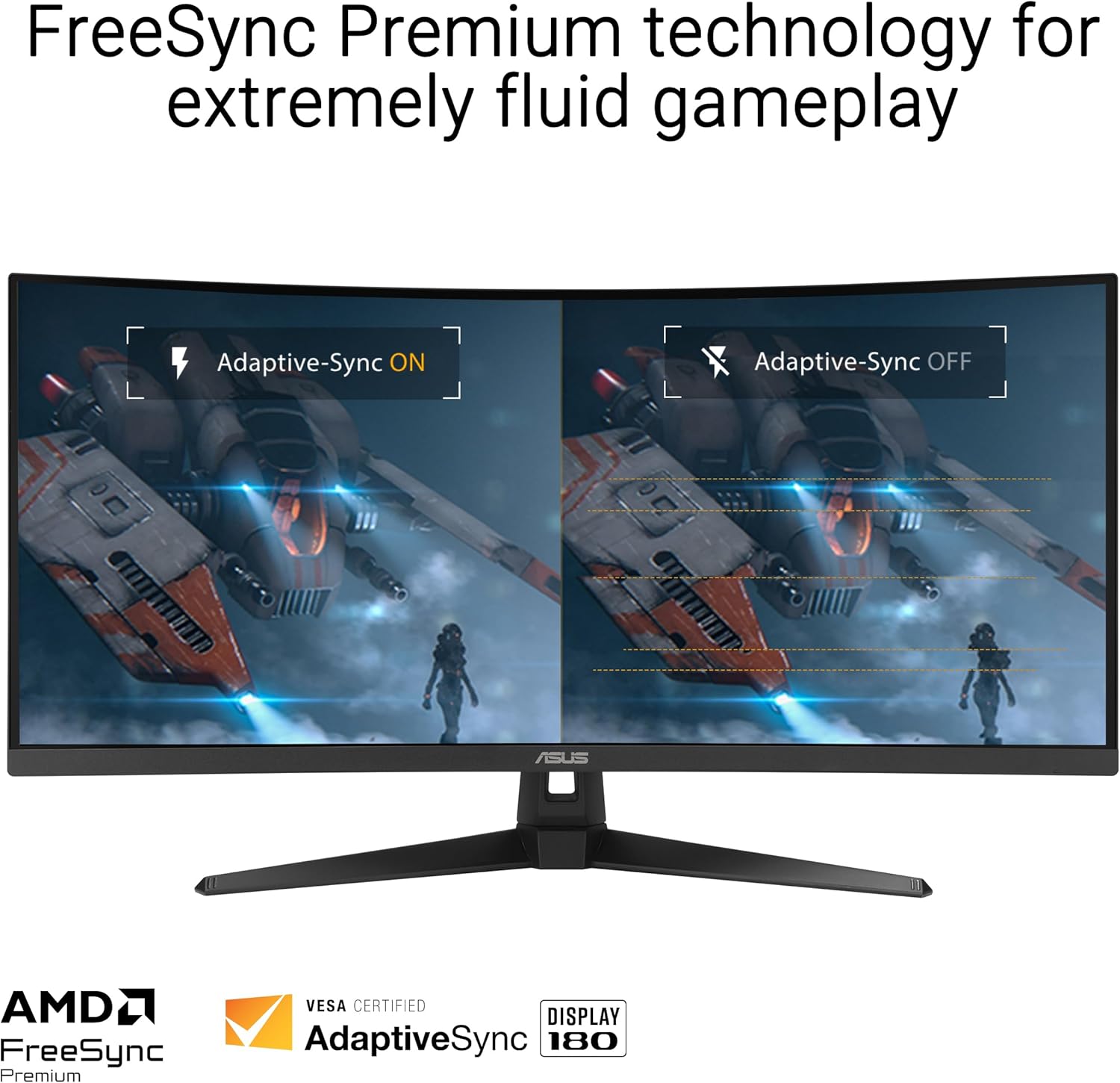 ASUS TUF Gaming 34” Ultra-Wide Curved Monitor (VG34VQ3B) – 21:9 QHD (3440x1440), 180Hz, 1ms, Extreme Low Motion Blur Sync, FreeSync Premium, Speaker, 90% DCI-P3, DisplayWidget Center, 3 yr Warranty 34" Curved UWQHD 21:9 180Hz