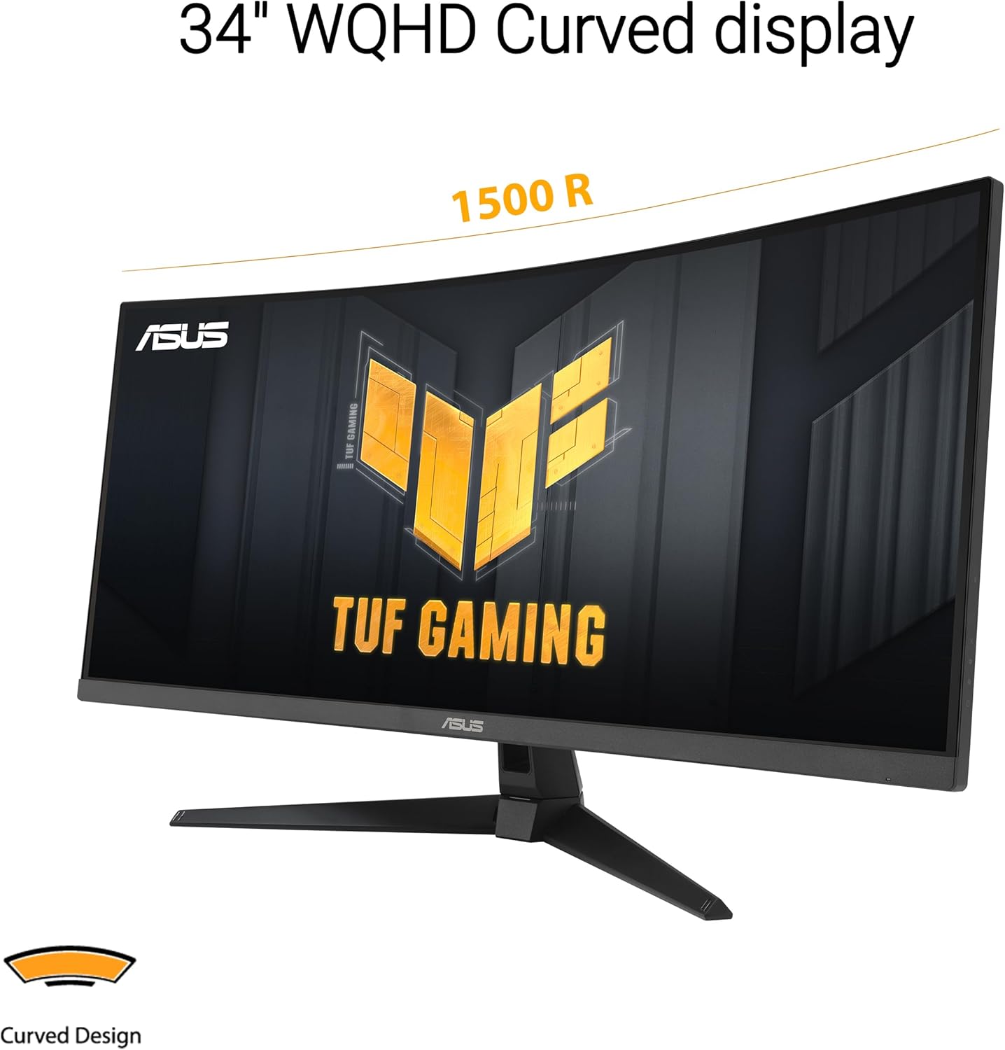 ASUS TUF Gaming 34” Ultra-Wide Curved Monitor (VG34VQ3B) – 21:9 QHD (3440x1440), 180Hz, 1ms, Extreme Low Motion Blur Sync, FreeSync Premium, Speaker, 90% DCI-P3, DisplayWidget Center, 3 yr Warranty 34" Curved UWQHD 21:9 180Hz