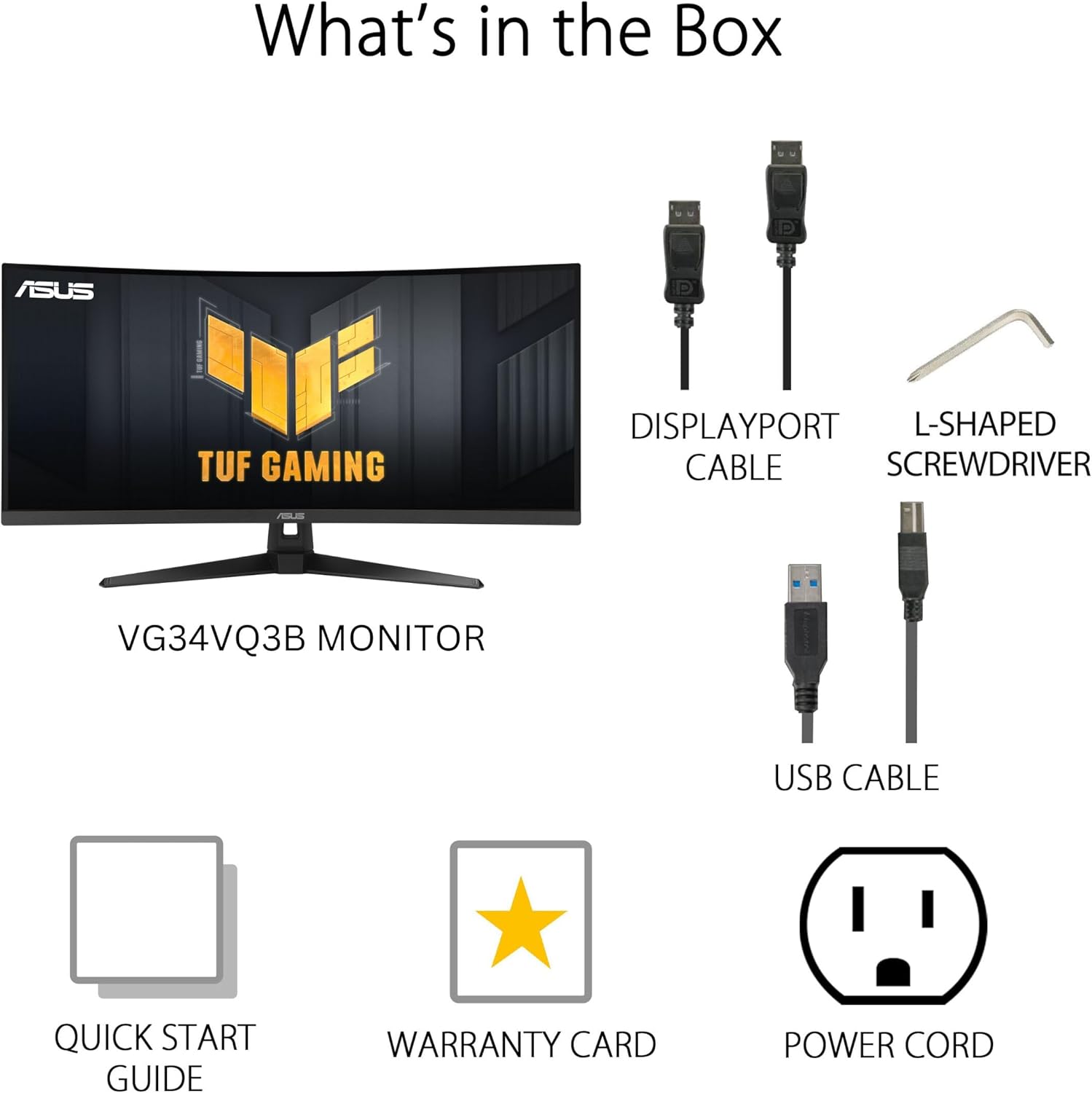 ASUS TUF Gaming 34” Ultra-Wide Curved Monitor (VG34VQ3B) – 21:9 QHD (3440x1440), 180Hz, 1ms, Extreme Low Motion Blur Sync, FreeSync Premium, Speaker, 90% DCI-P3, DisplayWidget Center, 3 yr Warranty 34" Curved UWQHD 21:9 180Hz