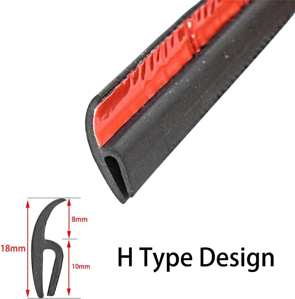 AUTOXBERT 4M/13Ft Car Weather Stripping H Type Rubber Sealing Strip Trim Cover Automotive Front Windshield Sealing Strip Trim for Car Front Rear Windshield Sunroof Weatherstrip 4M H-Type