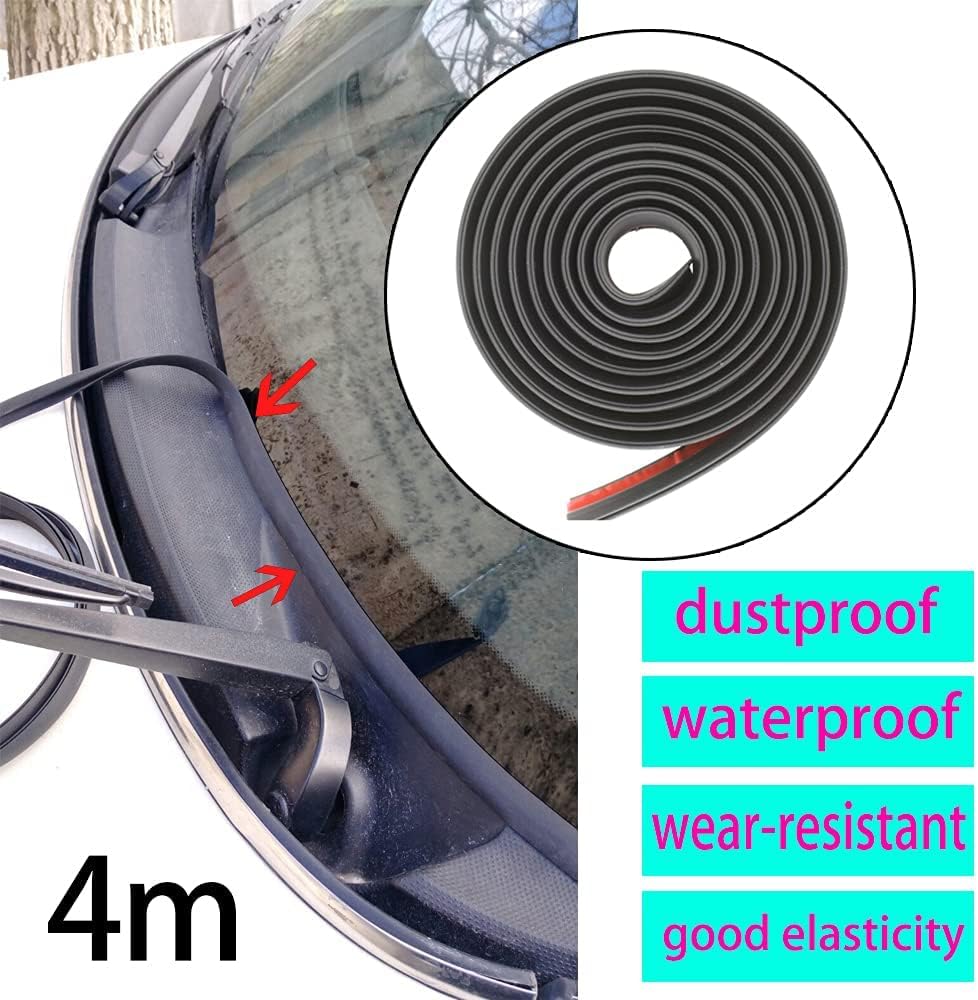 AUTOXBERT 4M/13Ft Car Weather Stripping H Type Rubber Sealing Strip Trim Cover Automotive Front Windshield Sealing Strip Trim for Car Front Rear Windshield Sunroof Weatherstrip 4M H-Type