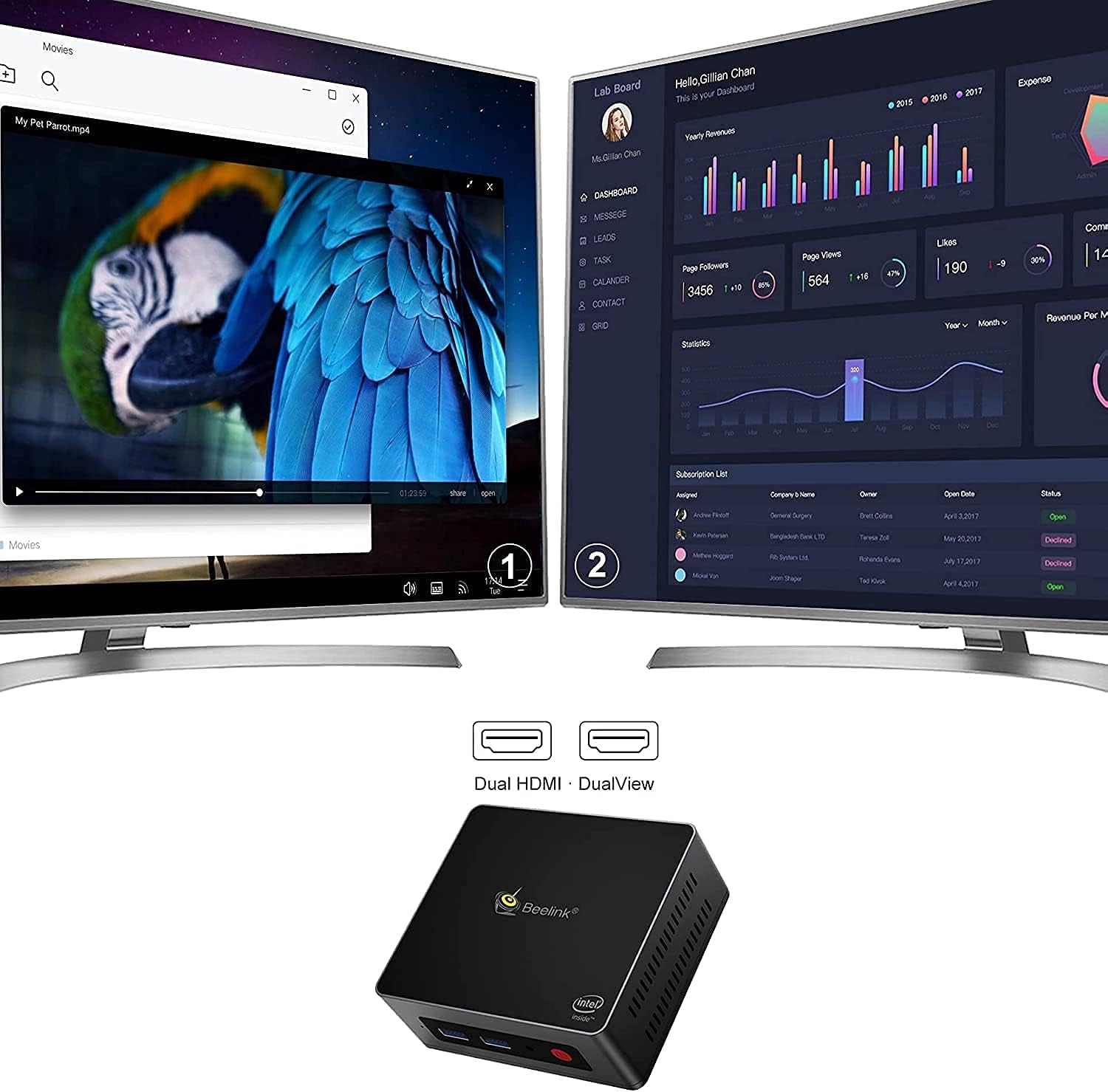 Beelink GK Mini - Mini PC with Windows 11 Pro, Quad Core J4125, 2x HDMI Ultra HD 4K, 8 GB DDR4 RAM, 128 GB M.2 SSD, 2.5" SATA3 slot for additional HDD/SSD, Wi-Fi 5 AC, Gigabit Ethernet (128 GB)