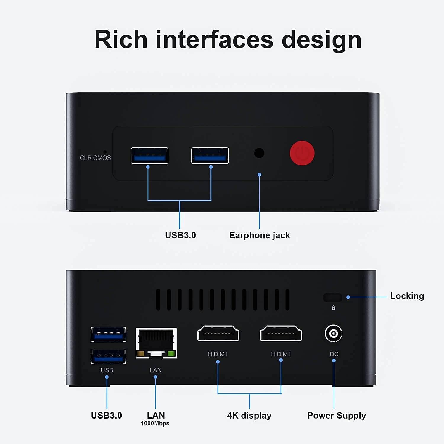 Beelink GK Mini - Mini PC with Windows 11 Pro, Quad Core J4125, 2x HDMI Ultra HD 4K, 8 GB DDR4 RAM, 128 GB M.2 SSD, 2.5" SATA3 slot for additional HDD/SSD, Wi-Fi 5 AC, Gigabit Ethernet (128 GB)