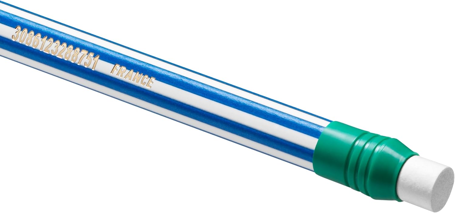 BIC HB Graphite Pencils with Eraser, Evolution Stripes, Pack of 8 Pencils, Vibrant Multicolored Barrels with Eraser