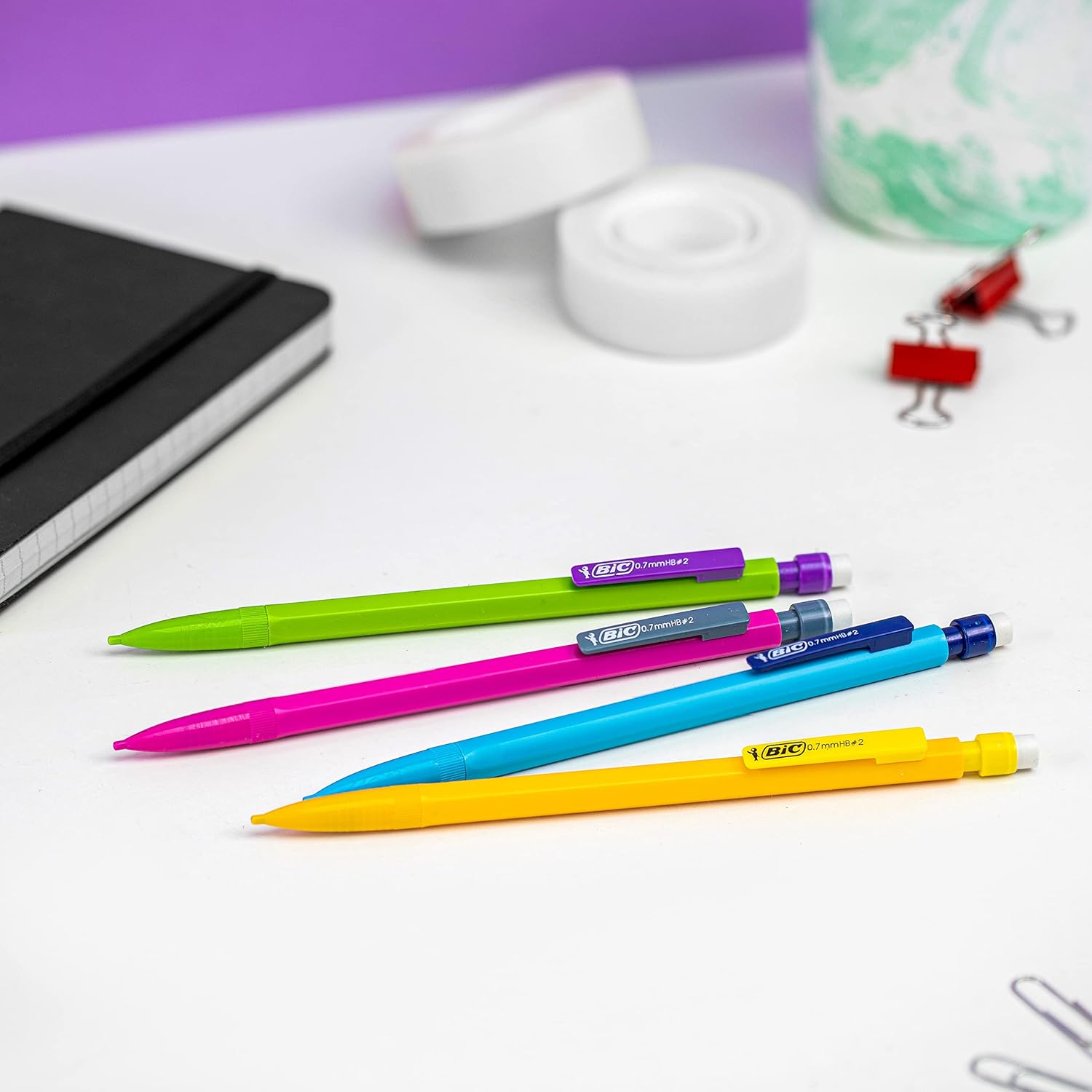 BIC - Matic Fun, 0.7mm HB Mechanical Pencil with Eraser (Perfect for School), Assorted Colours, Pack of 10 White 10 Units (Pack of 1)