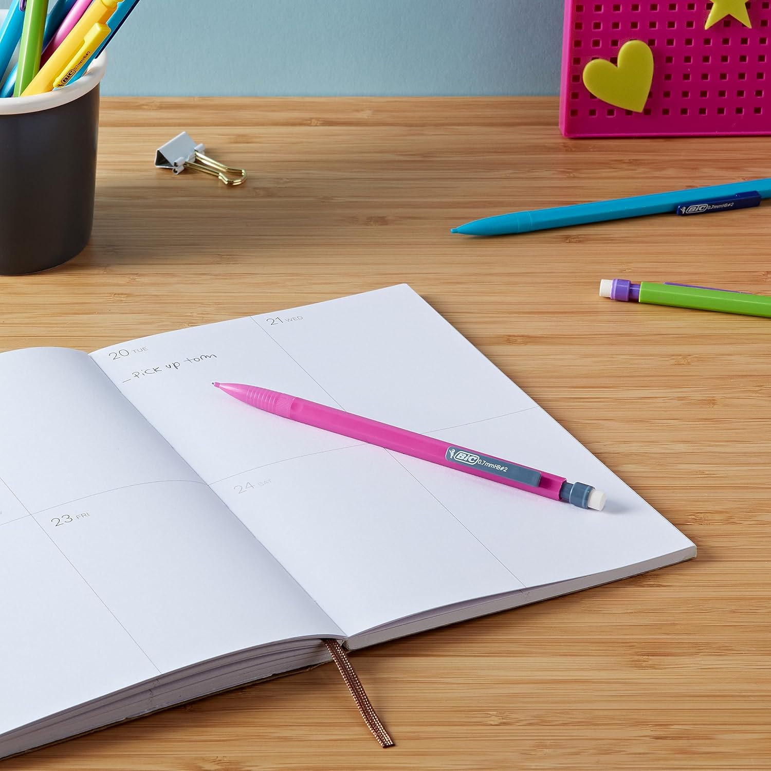 BIC - Matic Fun, 0.7mm HB Mechanical Pencil with Eraser (Perfect for School), Assorted Colours, Pack of 10 White 10 Units (Pack of 1)