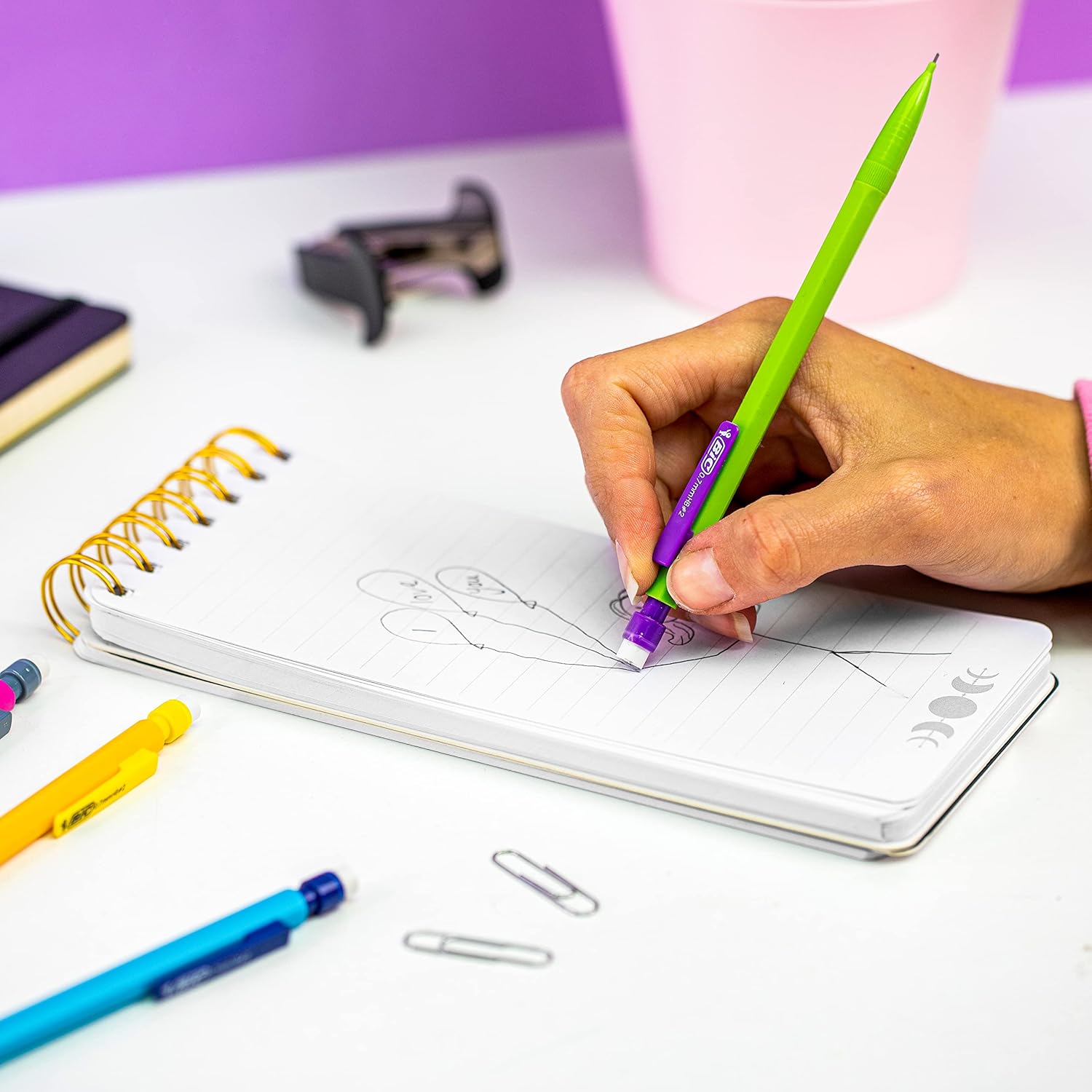 BIC - Matic Fun, 0.7mm HB Mechanical Pencil with Eraser (Perfect for School), Assorted Colours, Pack of 10 White 10 Units (Pack of 1)