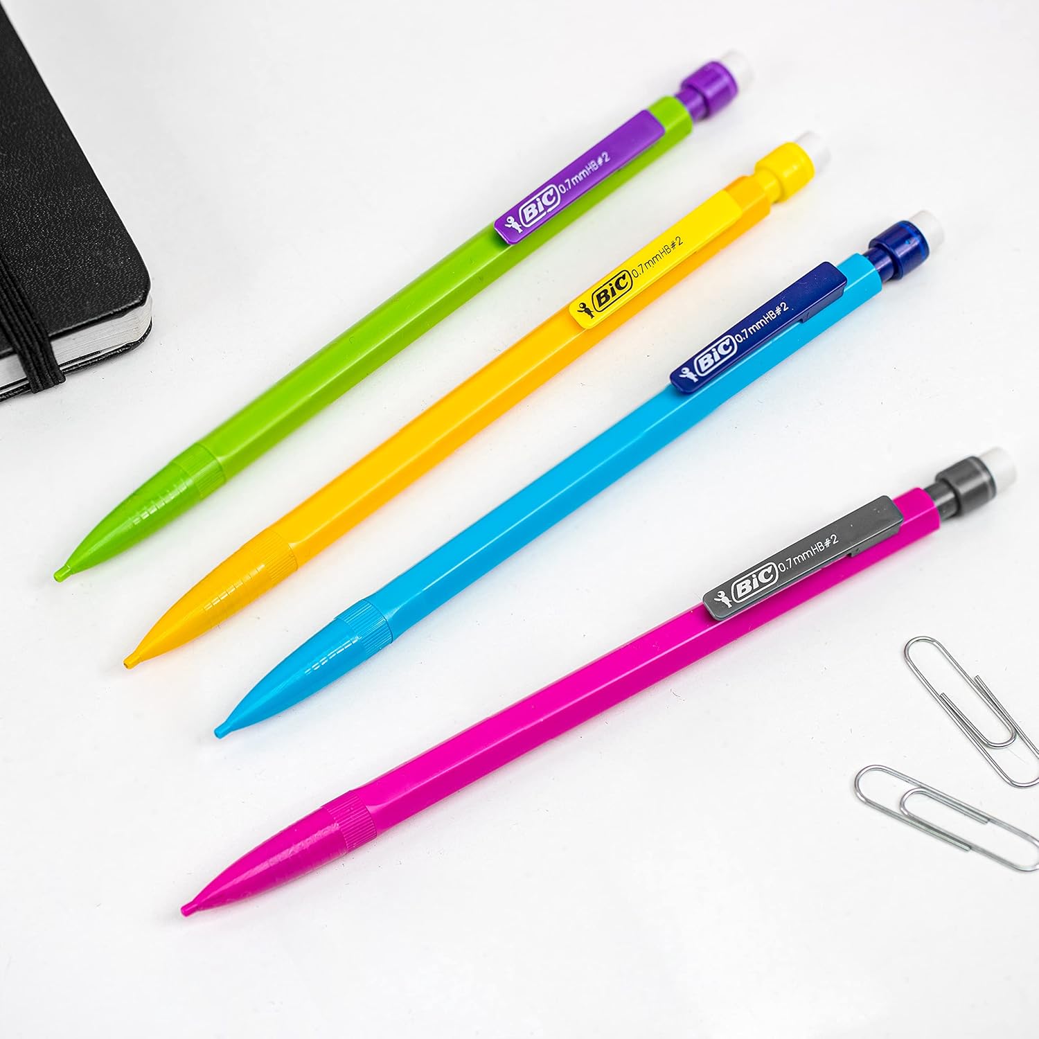 BIC - Matic Fun, 0.7mm HB Mechanical Pencil with Eraser (Perfect for School), Assorted Colours, Pack of 10 White 10 Units (Pack of 1)