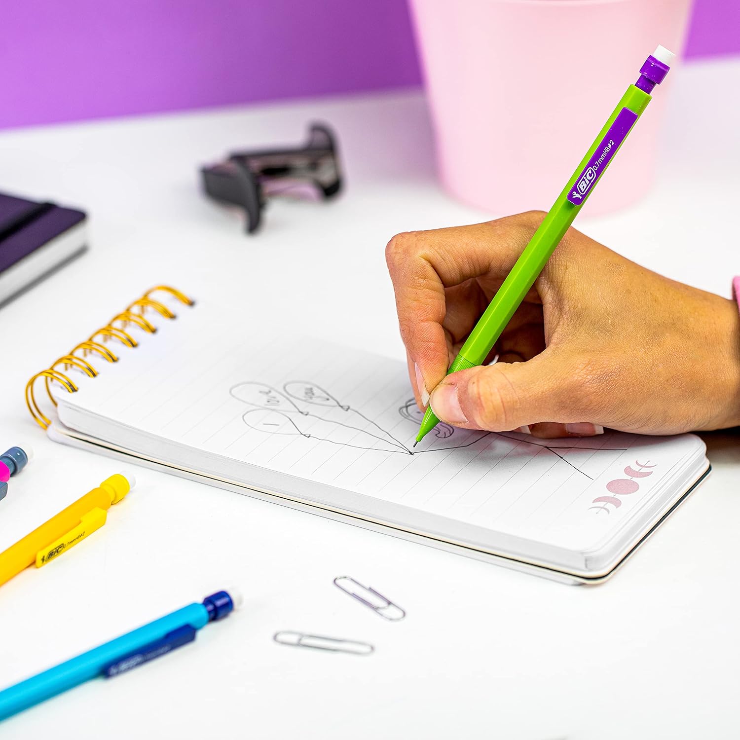 BIC - Matic Fun, 0.7mm HB Mechanical Pencil with Eraser (Perfect for School), Assorted Colours, Pack of 10 White 10 Units (Pack of 1)