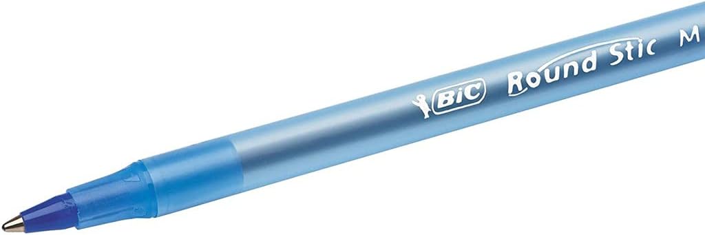 Bic Round Stic - Medium writing ballpoint pens, blue, pack of 8