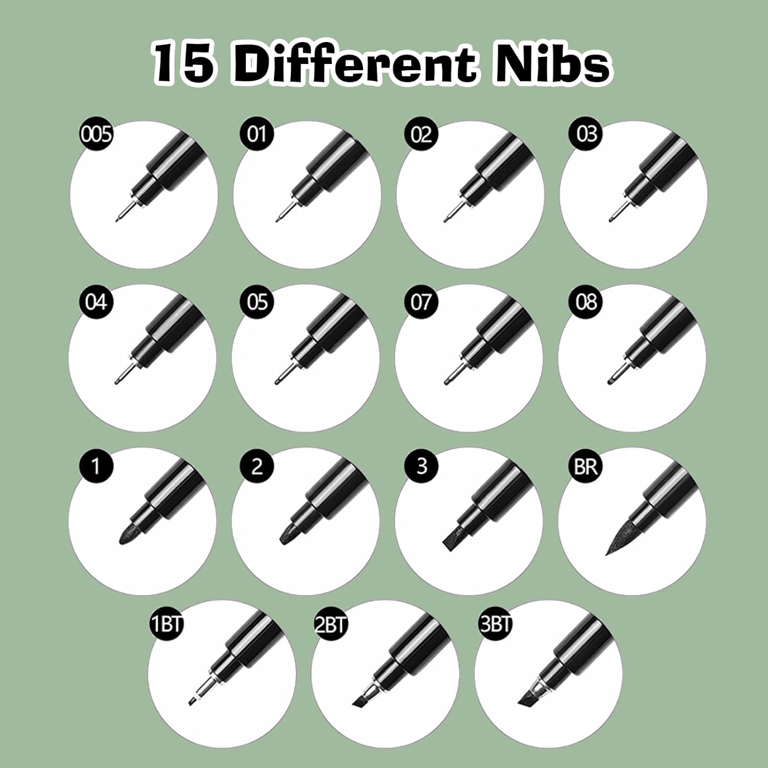 Black Fine Point Pens, 15pcs Fine Point Black Ink Pens, Drawing Pens, Fine Point Pens Set for Art Illustration, Sketching, Art Drawing, Anime, Manga, Drawing Projects