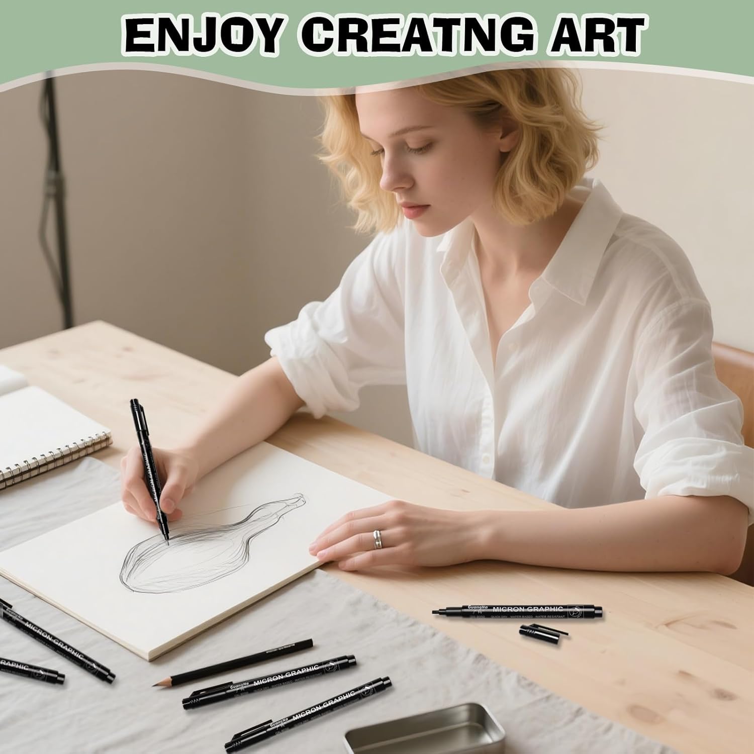 Black Fine Point Pens, 15pcs Fine Point Black Ink Pens, Drawing Pens, Fine Point Pens Set for Art Illustration, Sketching, Art Drawing, Anime, Manga, Drawing Projects