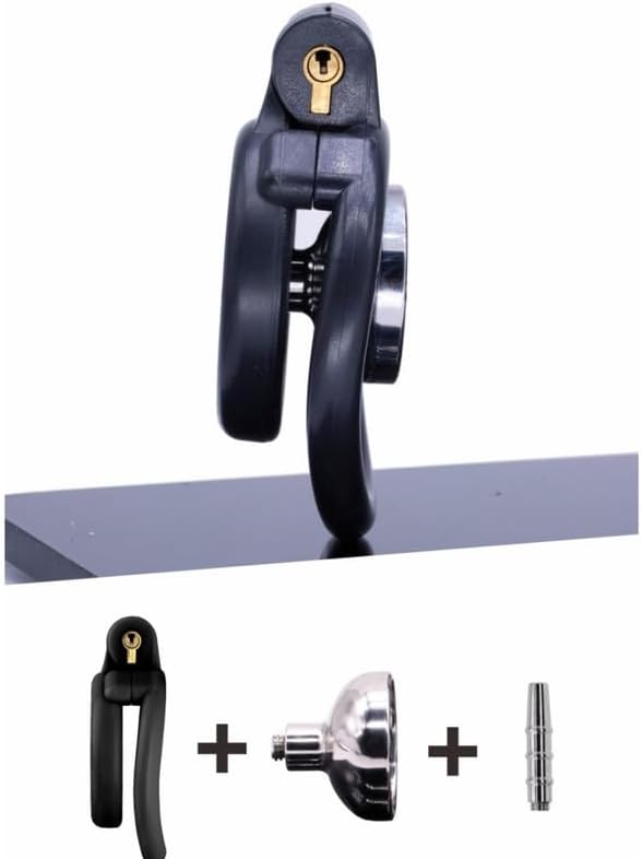 Black Flat Male Cage for Protection, ABS Plastic Flat Anti-Off Cage with 4 Size Rings and Accessories for Male Gifts-K+3.3 (Silver Tube) (Silver Tube)