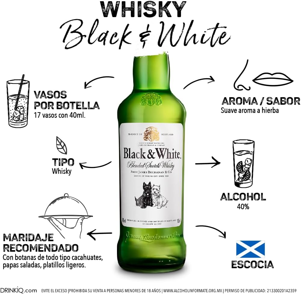 Black & White Blended Scotch Whiskey - 700 ml