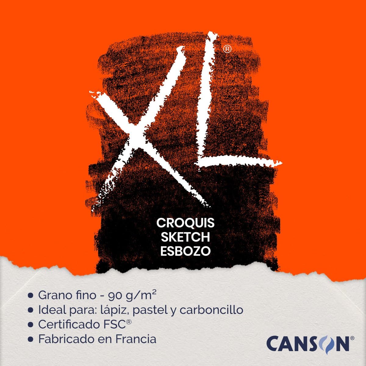 Canson XL Croquis, ideal for sketching or drawing, light paper 90g/m, A4 - 21 x 29.7 cm, 120 sheets fine grain, ivory A4 - 21 x 29.7 cm
