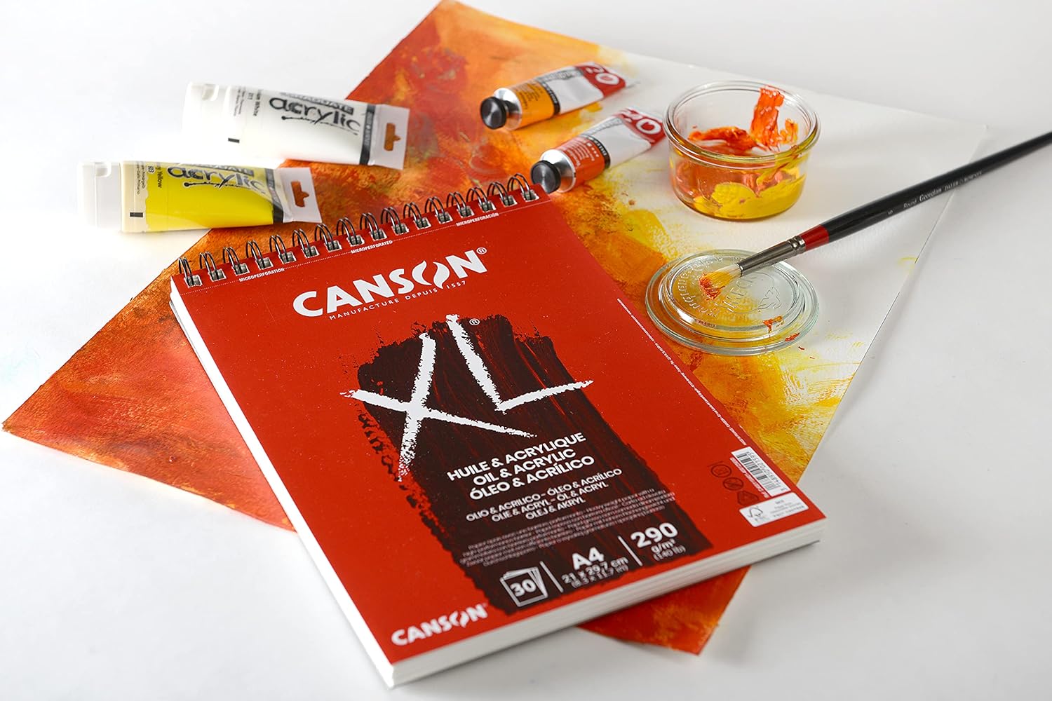 Canson XL Huile & Acrylique, Album for Oil and Acrylic Painting, A4, 30 Sheets, 290 g/m2 Unlined