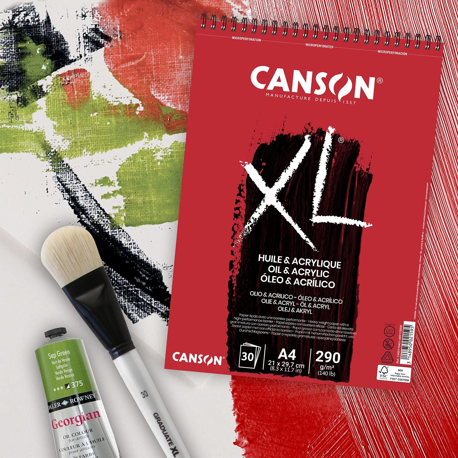 Canson XL Huile & Acrylique, Album for Oil and Acrylic Painting, A4, 30 Sheets, 290 g/m2 Unlined