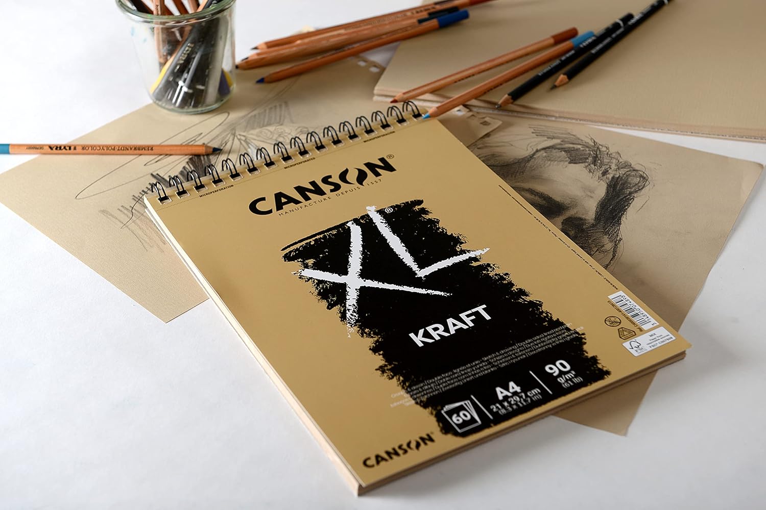 Canson XL, Kraft Album for Drawing and Dry Techniques, Laid Paper, A4, 40 sheets, 60 g/m