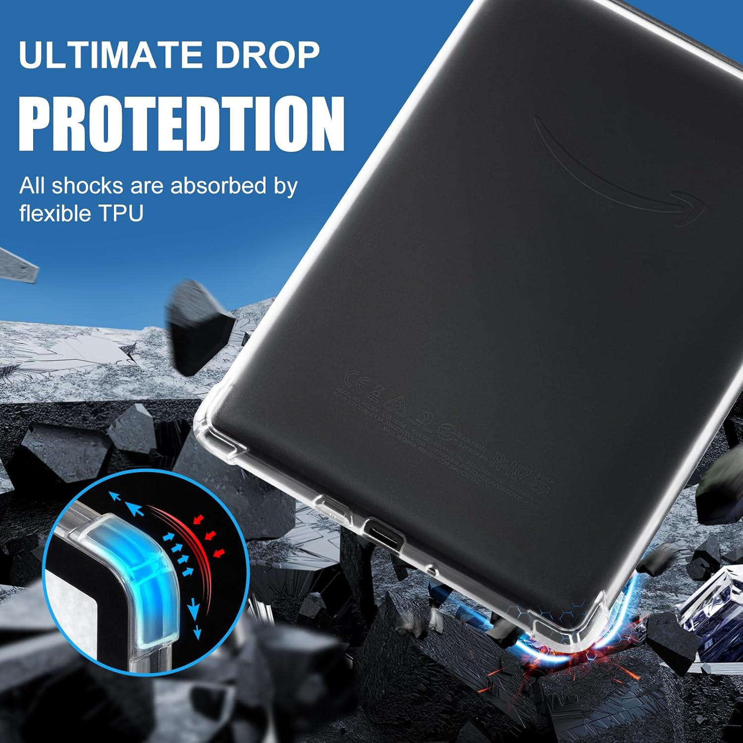 CoBak Clear Cover Case for 2024 12th Generation 7-inch Kindle Paperwhite and 7-inch Kindle Colorsoft Signature Edition (Model #SA569P) - Lightweight and Soft 7" e-Book Reader *Clear