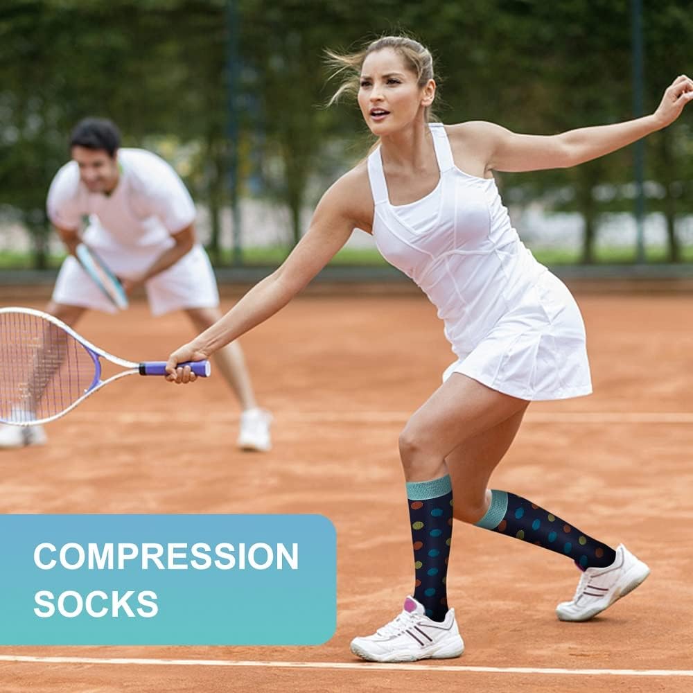 Compression Socks, (2/4/6/7 pairs) for Men and Women 15-20 mmHg are Best for Athletics, Running, Air Travel, Support L-XL Black