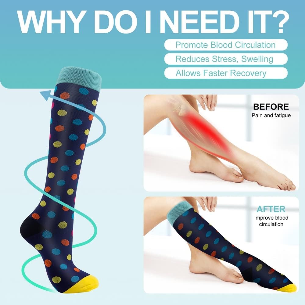Compression Socks, (2/4/6/7 pairs) for Men and Women 15-20 mmHg are Best for Athletics, Running, Air Travel, Support L-XL Black