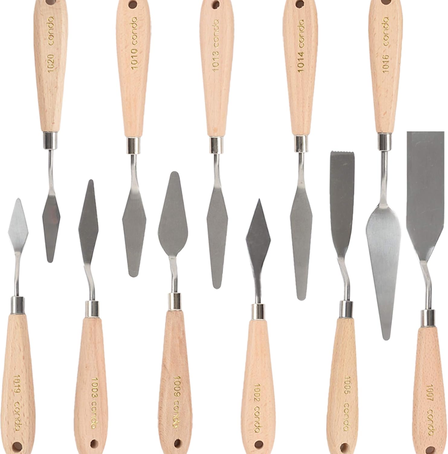 CONDA Knife Set Painting Spatulas Painting Scraper 11 Pieces, Metal Knives Wooden Handle 11pcs wood color