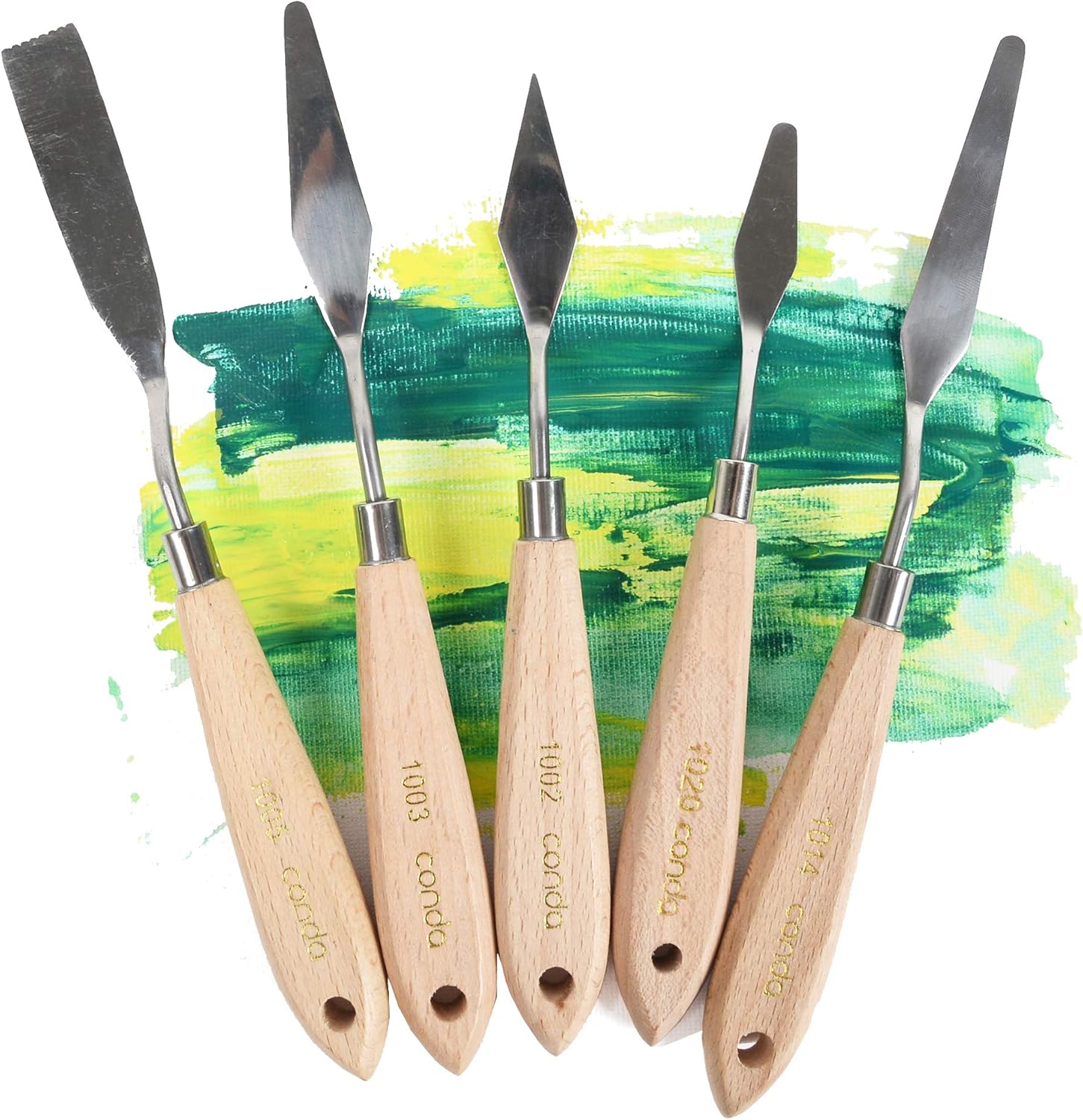 CONDA Knife Set Painting Spatulas Painting Scraper 11 Pieces, Metal Knives Wooden Handle 11pcs wood color