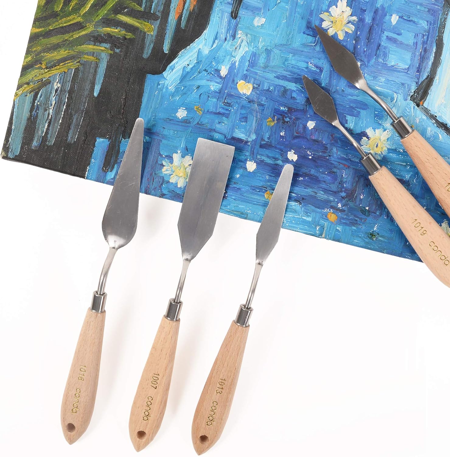 CONDA Knife Set Painting Spatulas Painting Scraper 11 Pieces, Metal Knives Wooden Handle 11pcs wood color