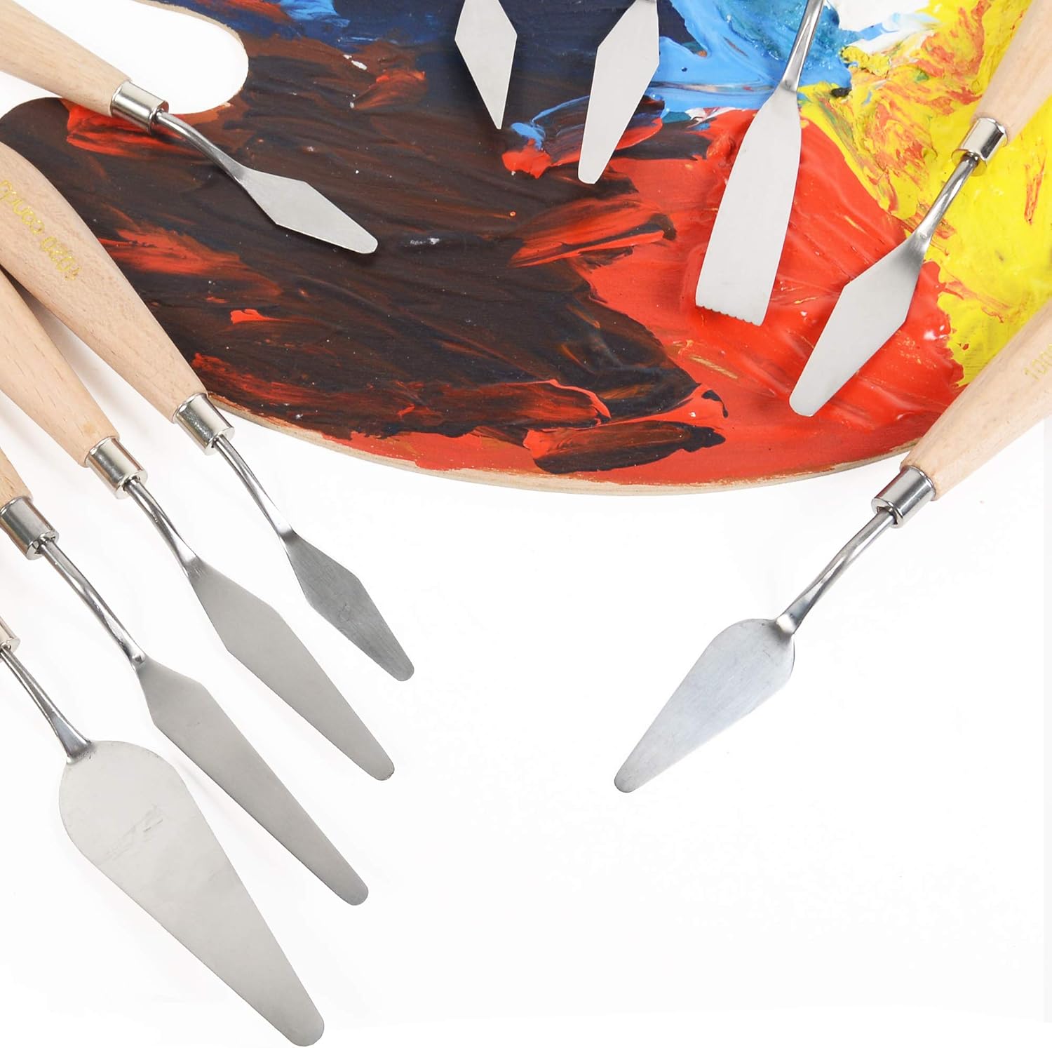 CONDA Knife Set Painting Spatulas Painting Scraper 11 Pieces, Metal Knives Wooden Handle 11pcs wood color