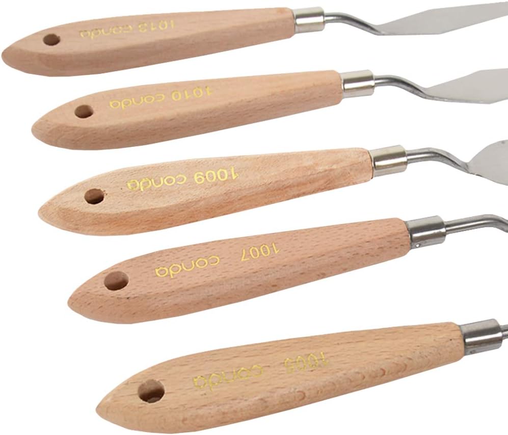 CONDA Knife Set Painting Spatulas Painting Scraper 11 Pieces, Metal Knives Wooden Handle 11pcs wood color