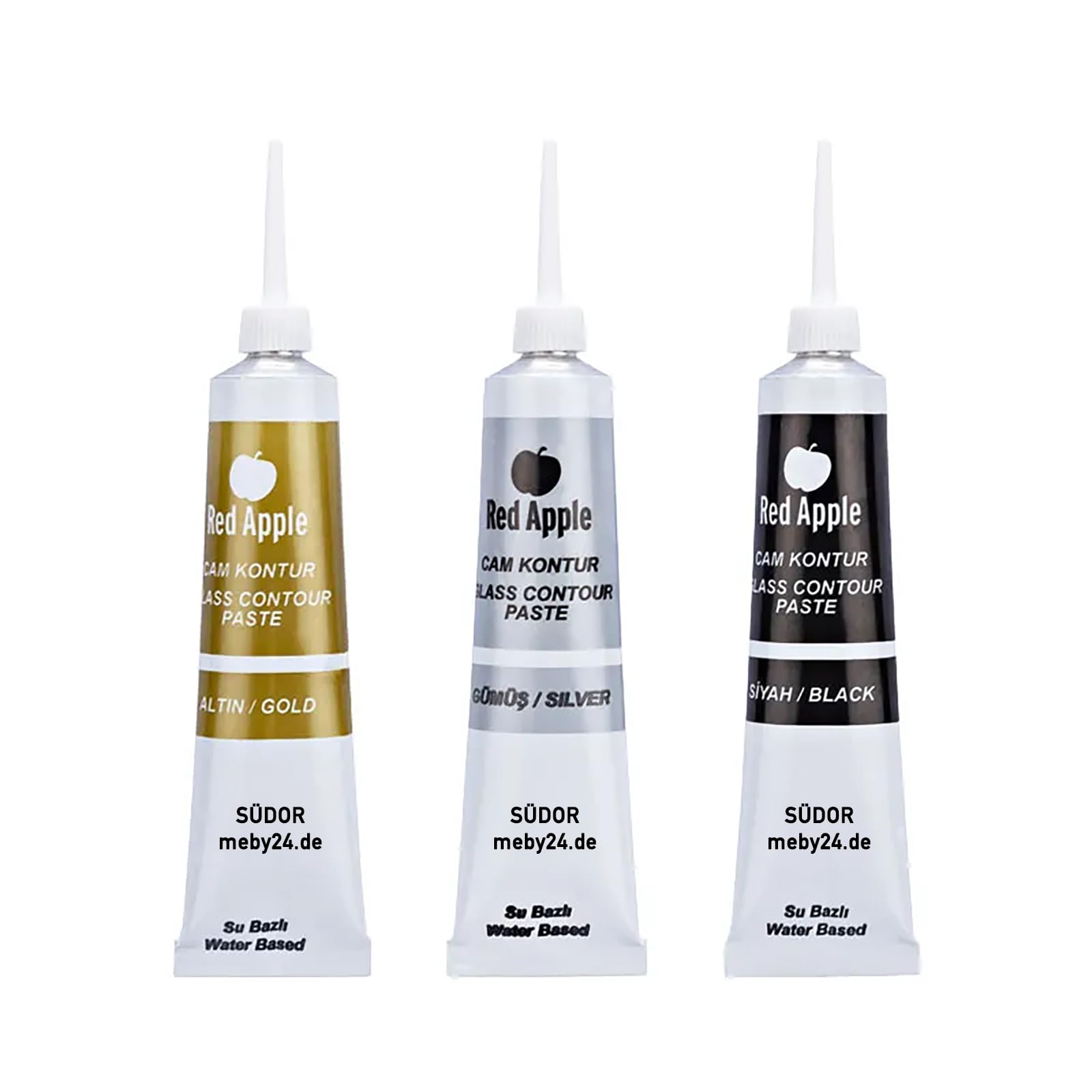 Contour paint set for stained glass (contour paint set (3 x 20 ml)) Gold, Silver, Black