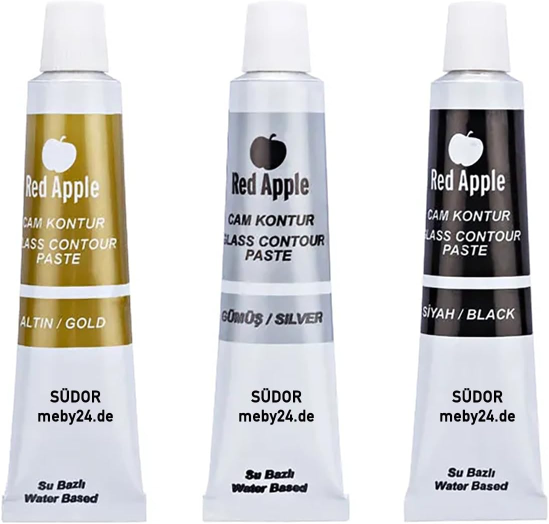 Contour paint set for stained glass (contour paint set (3 x 20 ml)) Gold, Silver, Black