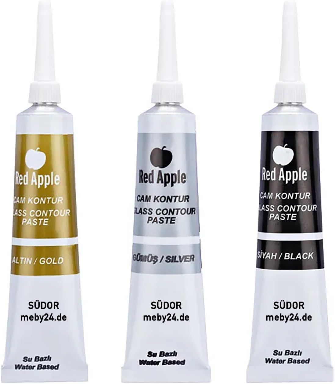 Contour paint set for stained glass (contour paint set (3 x 20 ml)) Gold, Silver, Black