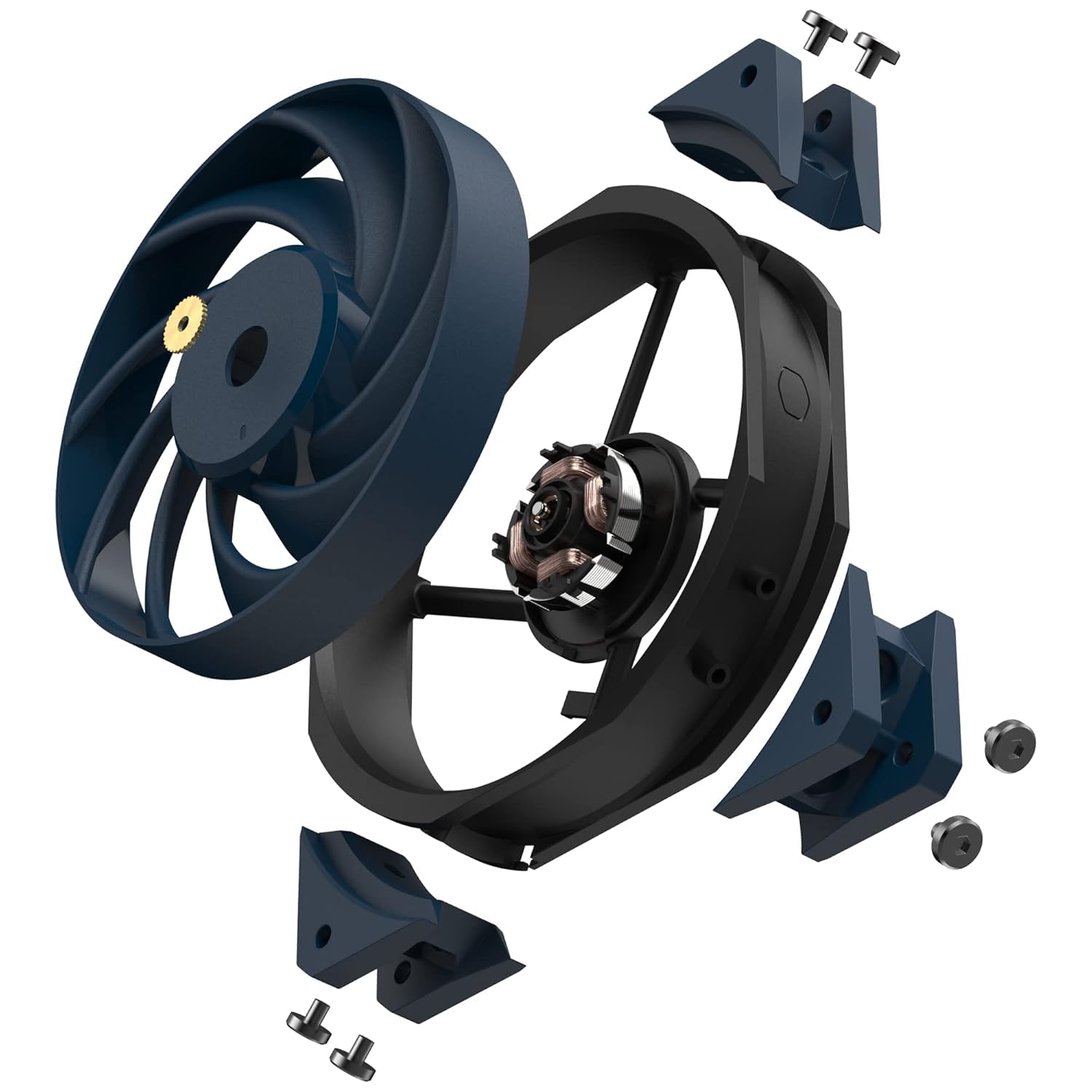 Cooler Master Mobius 120 OC Case Fan - Ring Blade Design (PWM), Vibration Dampers, Ball Bearings, Metal Motor Hub (Max. 88.1CFM, 4.75mmH2O, 39.3dBA) - Dark Blue & Black 120mm Black