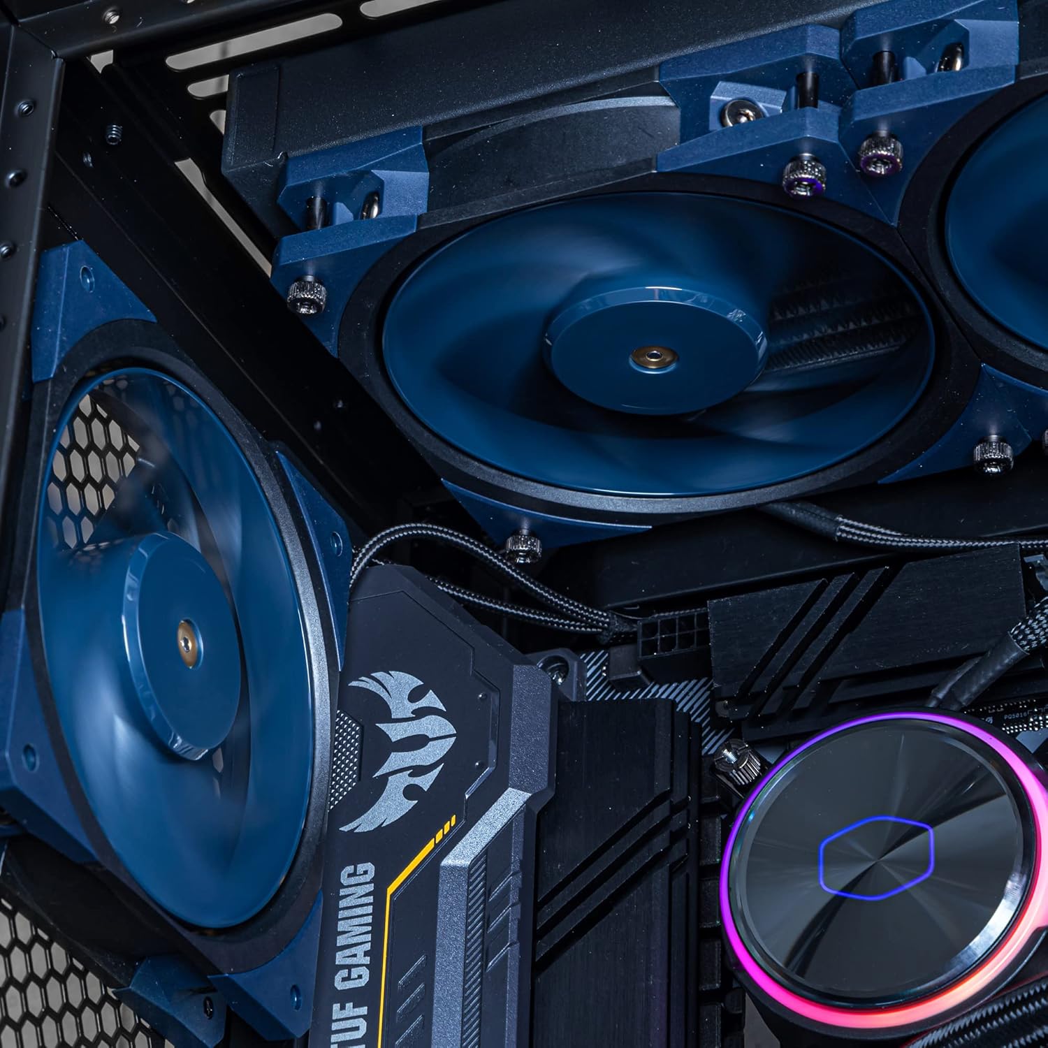 Cooler Master Mobius 120 OC Case Fan - Ring Blade Design (PWM), Vibration Dampers, Ball Bearings, Metal Motor Hub (Max. 88.1CFM, 4.75mmH2O, 39.3dBA) - Dark Blue & Black 120mm Black