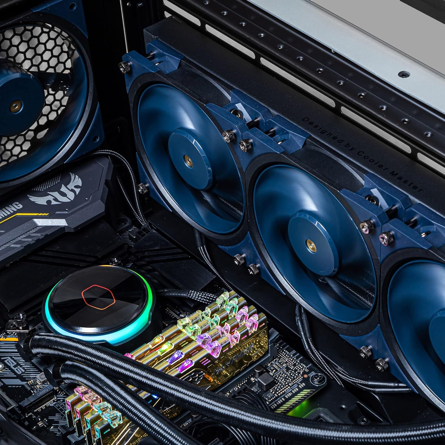 Cooler Master Mobius 120 OC Case Fan - Ring Blade Design (PWM), Vibration Dampers, Ball Bearings, Metal Motor Hub (Max. 88.1CFM, 4.75mmH2O, 39.3dBA) - Dark Blue & Black 120mm Black