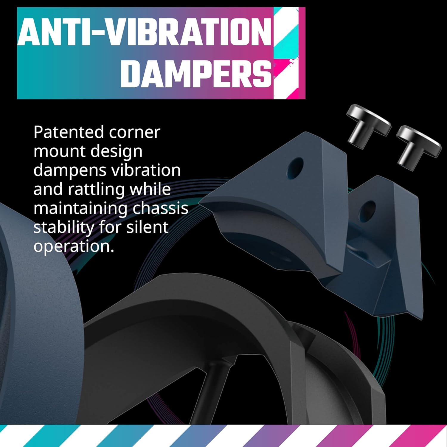 Cooler Master Mobius 120 OC Case Fan - Ring Blade Design (PWM), Vibration Dampers, Ball Bearings, Metal Motor Hub (Max. 88.1CFM, 4.75mmH2O, 39.3dBA) - Dark Blue & Black 120mm Black