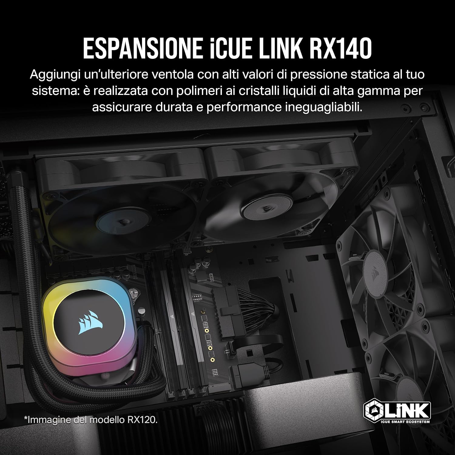 CORSAIR iCUE LINK RX140 140mm PWM Fan - Magnetic Dome Bearing - Single Fan - Black Non-RGB 1 x 140mm Black