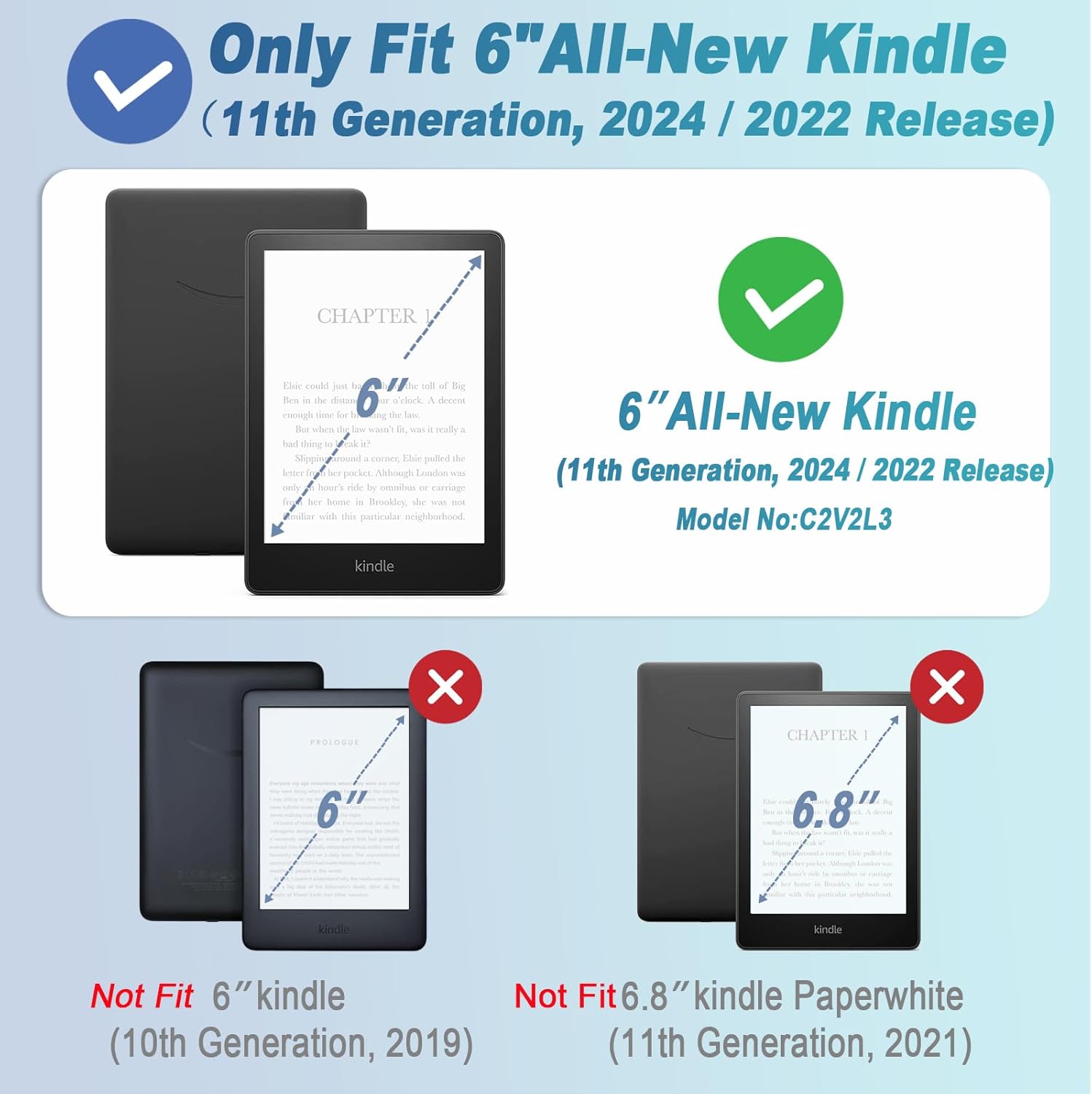 DMLuna Case for 6 Inch New Kindle 11th Generation 2024/2022, Ultra Thin and Lightweight, Strong and Durable PU Leather Case, with AC Auto-Off Function - Rose Gold Case for Kindle 2024/2022