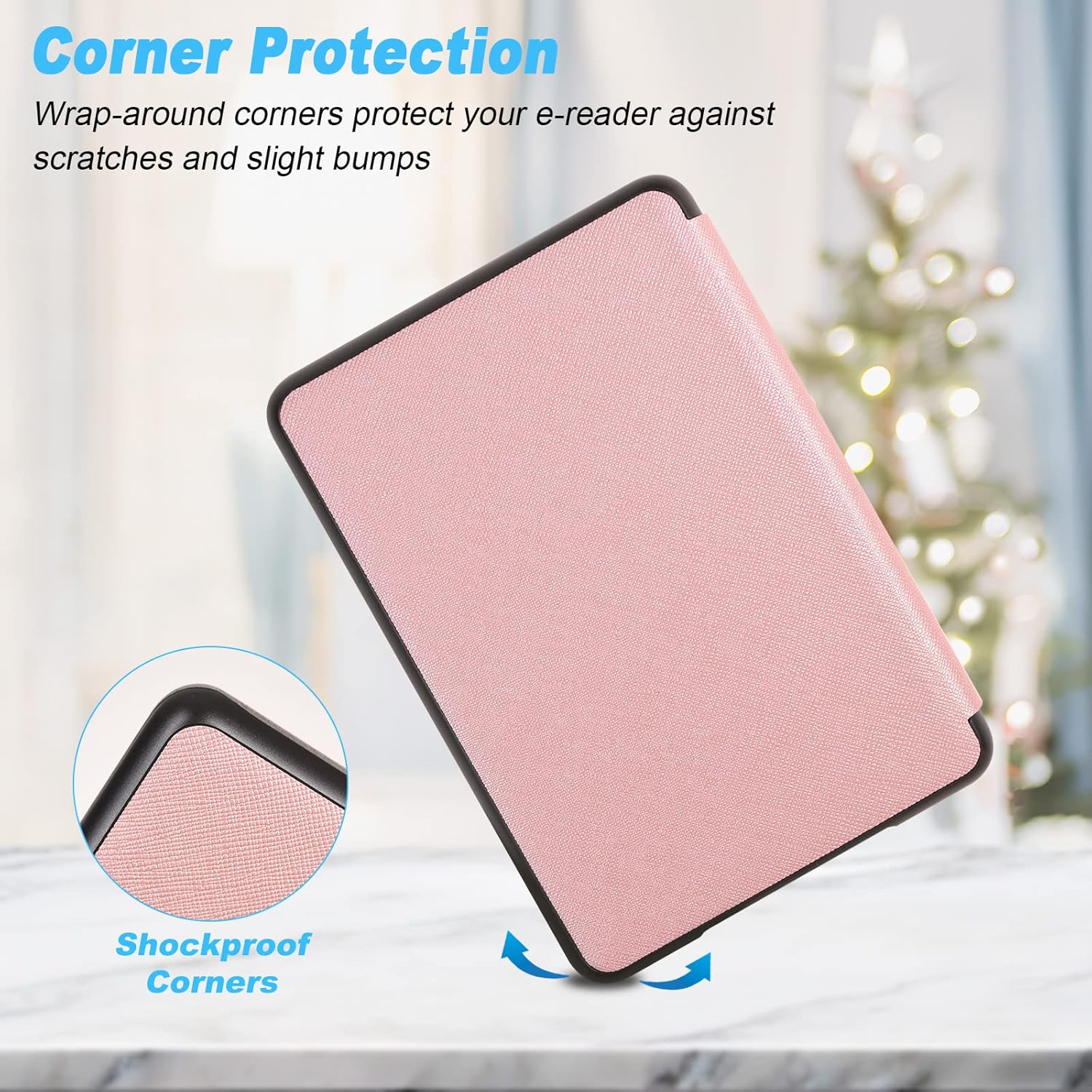 DMLuna Case for 6 Inch New Kindle 11th Generation 2024/2022, Ultra Thin and Lightweight, Strong and Durable PU Leather Case, with AC Auto-Off Function - Rose Gold Case for Kindle 2024/2022