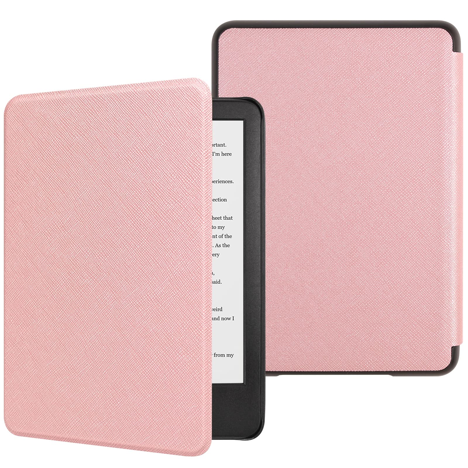 DMLuna Case for 6 Inch New Kindle 11th Generation 2024/2022, Ultra Thin and Lightweight, Strong and Durable PU Leather Case, with AC Auto-Off Function - Rose Gold Case for Kindle 2024/2022