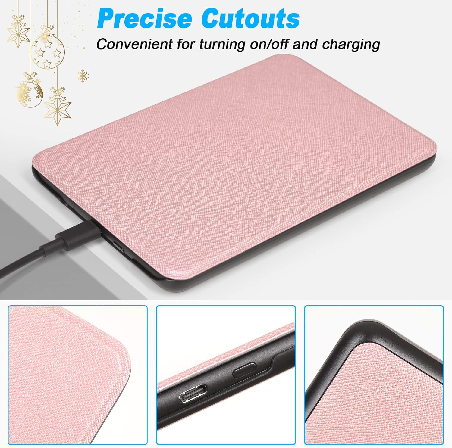 DMLuna Case for 6 Inch New Kindle 11th Generation 2024/2022, Ultra Thin and Lightweight, Strong and Durable PU Leather Case, with AC Auto-Off Function - Rose Gold Case for Kindle 2024/2022