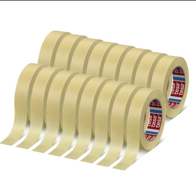 Dpm tapes - Tesa 4323, Professional Masking Paper Tape, Gummed Paper for Painting, High Quality Adhesive, Clean Removal (19 mm - 16 rolls) 19 mm - 16 rolls