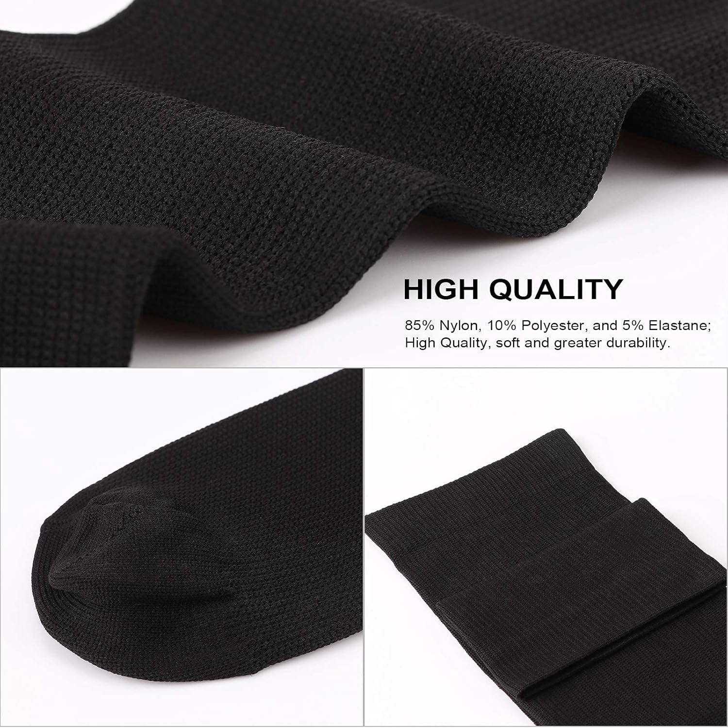 DRESHOW Graduated Compression Socks for Men and Women Elastic Sports Socks for Athletics, Running, Travel, Flight, Cycling 3 Pack: Black SM