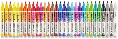 Ecoline Brush Pen Set of 40 liquid watercolor pens - basic colors - blendable markers for handwriting, drawing and creating objects