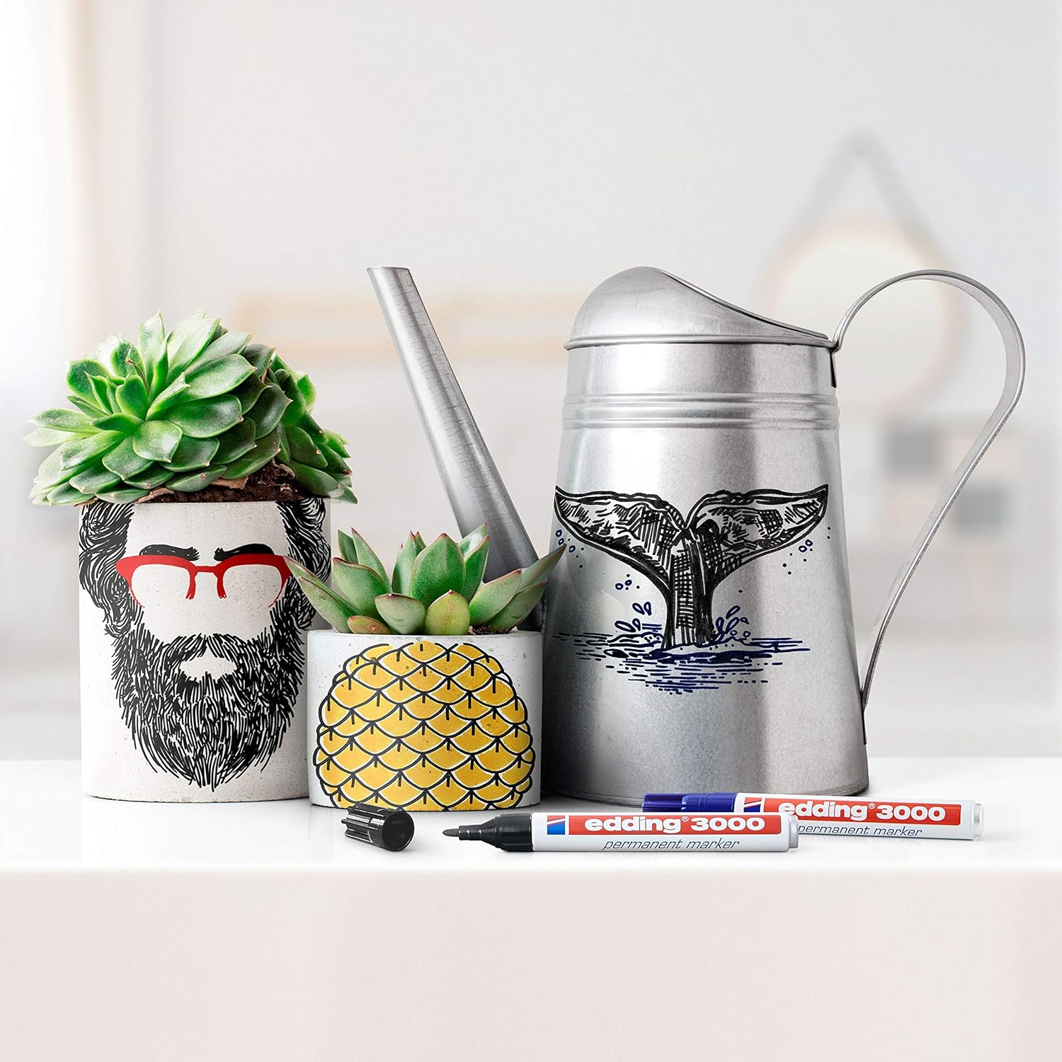 edding 3000 Permanent Marker, Multicolour, System Box 10Pcs, Round Tip, Quick Drying, Waterproof, for Cardboard, Plastic, Wood, Metal, Glass 1 unit (Pack of 10) Multicolour