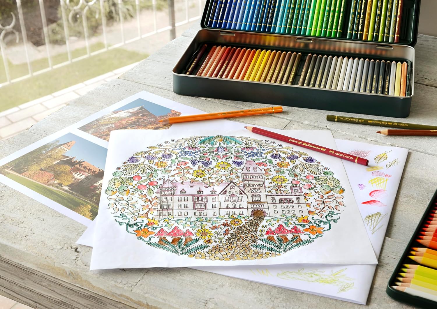 Faber-Castell 110011 Polychromos Colored Pencils, Set of 120 Professional Colored Pencils in Metal Case, Drawing Pencil Set with 3.8mm Lead, Acid-Free Pigments for a Variety of Surfaces Metal Case 1 unit (Pack of 120)