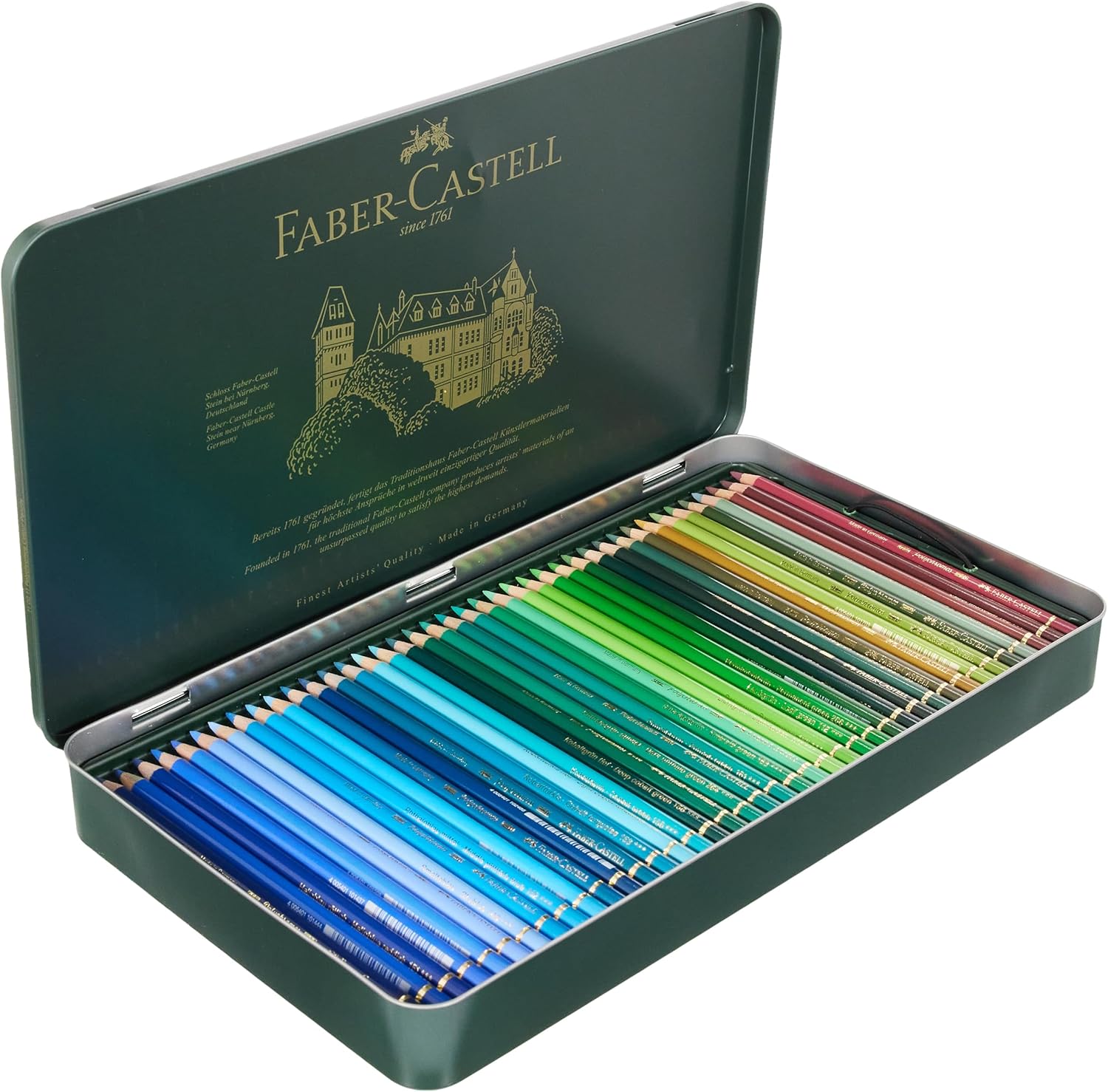 Faber-Castell 110011 Polychromos Colored Pencils, Set of 120 Professional Colored Pencils in Metal Case, Drawing Pencil Set with 3.8mm Lead, Acid-Free Pigments for a Variety of Surfaces Metal Case 1 unit (Pack of 120)