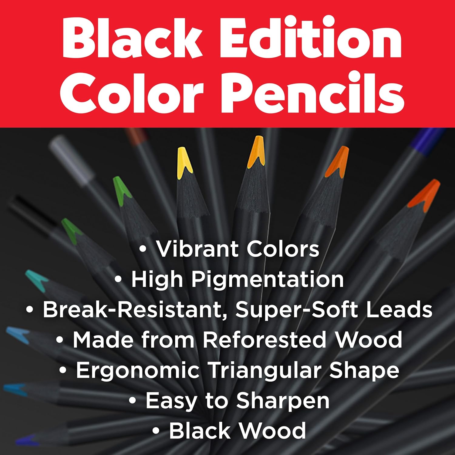 Faber-Castell 116418 Colored Pencil Set with Roll, 72 Black Edition Colored Pencils, Including Metallic and Neon Colors