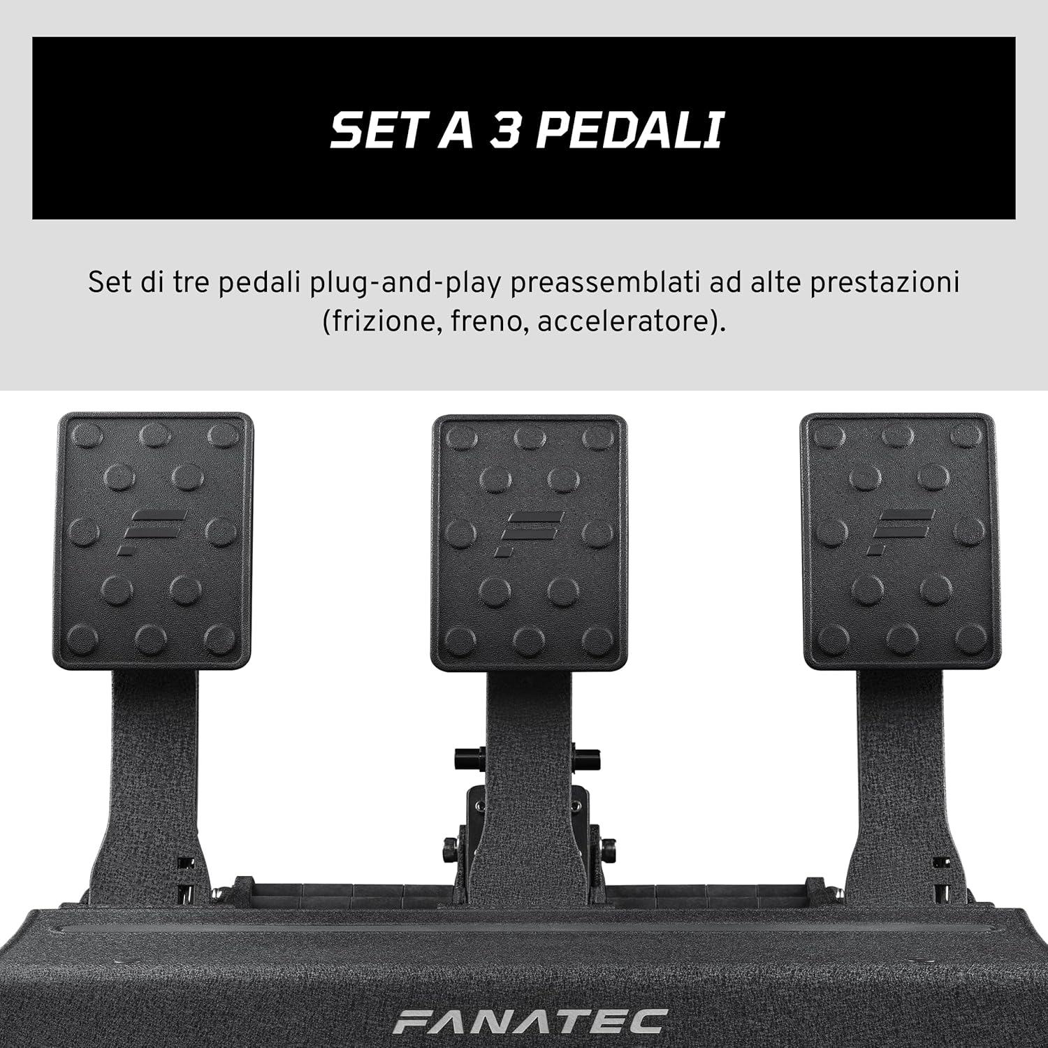 FANATEC CSL Elite Sim Racing Pedals v2 – Set of 3 Pedals (Clutch, Brake, Accelerator), Plug-and-Play, Non-Contact Hall Sensors, RJ12/USB for PC, PS5, PS4, Xbox Series